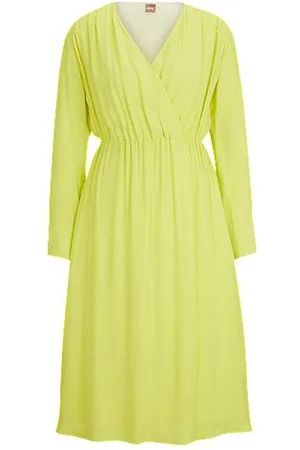 HUGO BOSS Regular-fit dress with wrap front and button cuffs