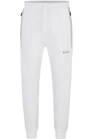 BOSS - Cotton-blend velour tracksuit bottoms with embroidered logo