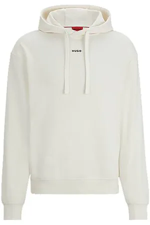 HUGO - Cotton-terry relaxed-fit hoodie with logo print