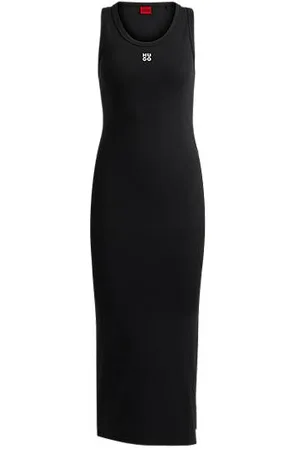 HUGO BOSS Long-length dress in stretch jersey with stacked logo