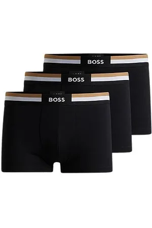 HUGO BOSS Three-pack of cotton-blend trunks with signature stripe