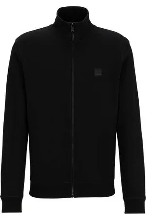 HUGO BOSS Zip-up jacket in cotton terry with logo badge