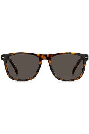 HUGO BOSS Havana-acetate sunglasses with silver-tone hardware