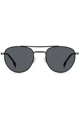 HUGO BOSS Round sunglasses in metal with double bridge