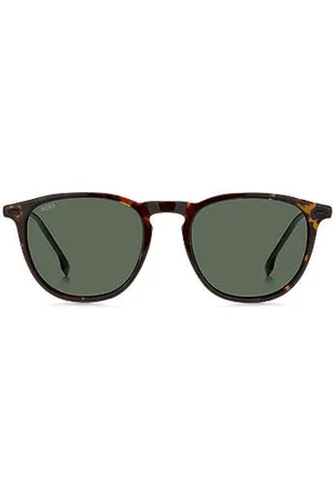 HUGO BOSS Havana-acetate sunglasses with steel temples
