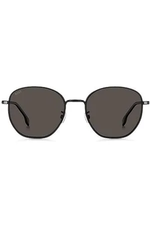 HUGO BOSS Round sunglasses in metal with silver-tone hardware