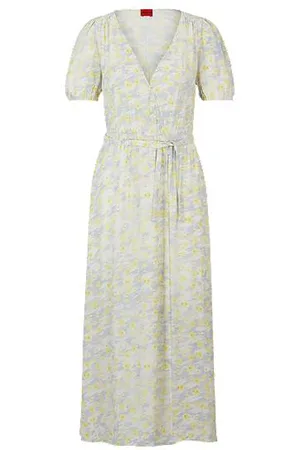 HUGO BOSS Wrap-front dress in printed fabric