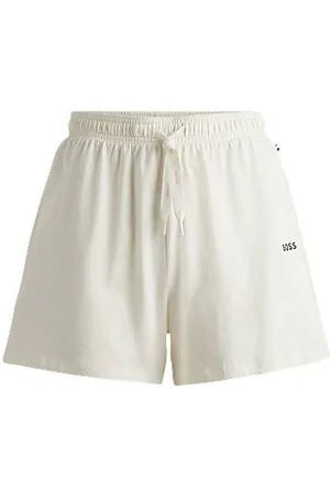 HUGO BOSS Drawstring pyjama shorts in stretch cotton with logo print