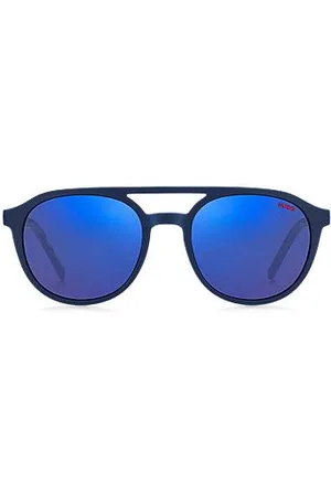 HUGO BOSS Navy-acetate sunglasses with lenses and patterned temples