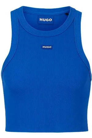 HUGO BOSS Tank top in ribbed stretch cotton with logo badge