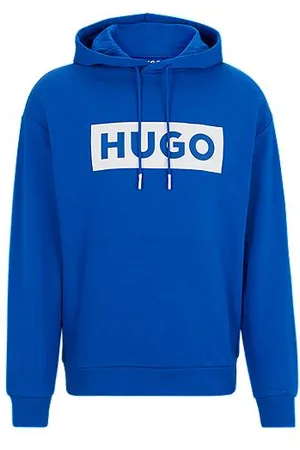 HUGO - Cotton-terry relaxed-fit hoodie with logo print