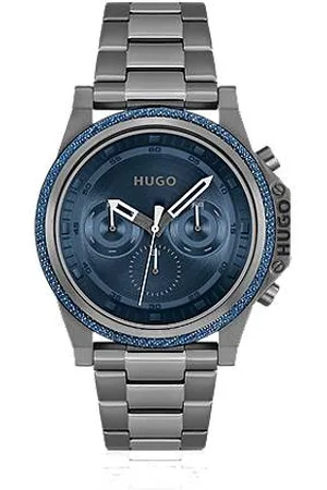 HUGO BOSS Link-bracelet watch with blue dial and denim bezel