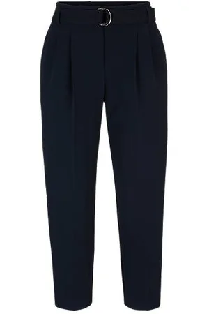 HUGO BOSS Regular-fit cropped trousers in crease-resistant crepe