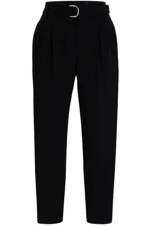 HUGO BOSS Regular-fit cropped trousers in crease-resistant crepe