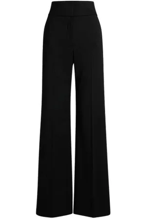 HUGO BOSS High-waisted regular-fit trousers with flared leg