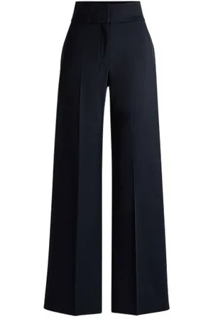 HUGO BOSS High-waisted regular-fit trousers with flared leg