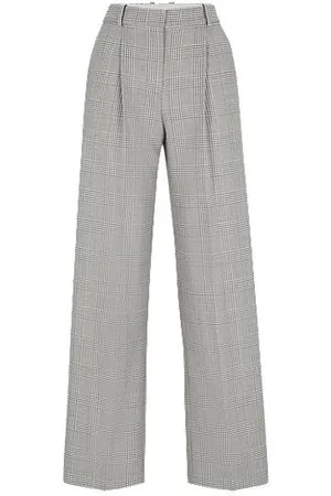 HUGO BOSS Straight-fit trousers in Glen-check virgin wool