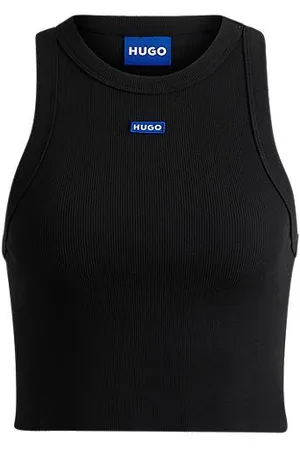 HUGO BOSS Tank top in ribbed stretch cotton with logo badge