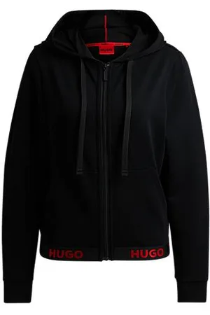 HUGO BOSS Relaxed-fit hoodie with logo waistband