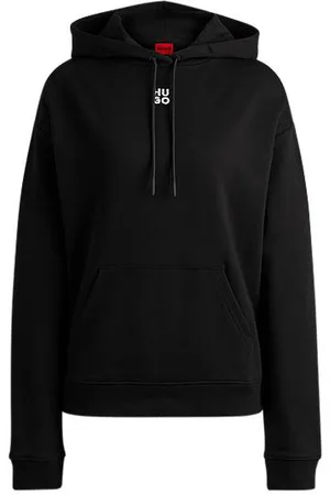 HUGO BOSS Cotton-terry hoodie with stacked logo embroidery