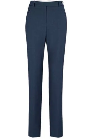 HUGO BOSS Relaxed-fit trousers in denim-effect virgin-wool twill