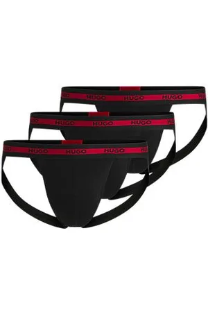 HUGO BOSS Three-pack of jock straps with repeat-logo waistbands