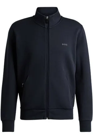 HUGO BOSS Stretch-cotton zip-up sweatshirt with logo print