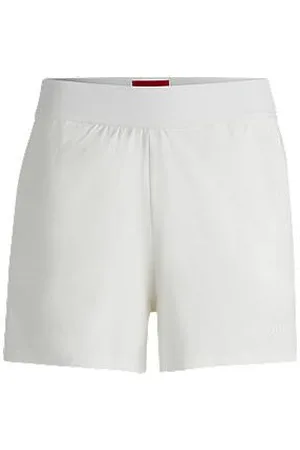 HUGO BOSS Relaxed-fit shorts in stretch jersey with printed logo