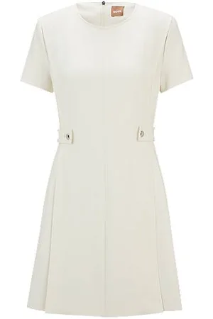 HUGO BOSS Regular-fit dress in stretch fabric with hardware buttons
