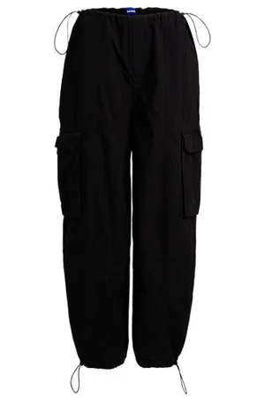 HUGO BOSS Oversized-fit parachute trousers in cotton poplin