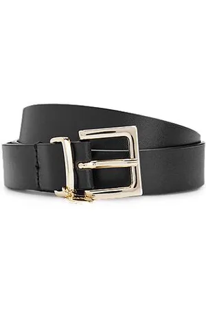 HUGO BOSS Italian-leather belt with gold-tone logo charm