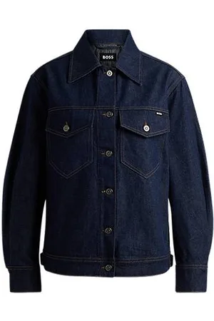 HUGO BOSS Blue trucker jacket in comfort-stretch denim