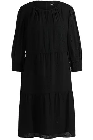 HUGO BOSS Long-sleeved dress in fil-coupé fabric