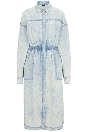HUGO BOSS Regular-fit shirt dress in denim-effect fabric