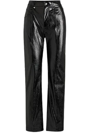 HUGO BOSS Straight-fit trousers in patent faux leather