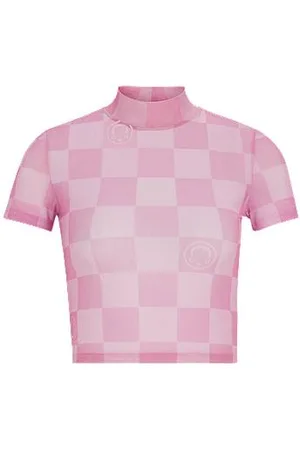 HUGO BOSS Cropped top in logo-print stretch mesh