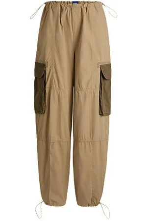 HUGO BOSS Oversized-fit parachute trousers in cotton with cargo pockets