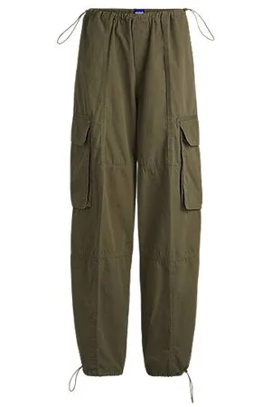 HUGO BOSS Oversized-fit parachute trousers in cotton poplin
