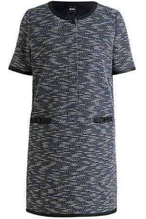 HUGO BOSS Relaxed-fit dress in cotton-blend tweed