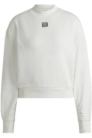 HUGO BOSS Relaxed-fit cotton sweatshirt with stacked logo