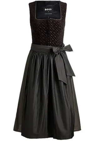 HUGO BOSS X Kinga Mathe taupe dirndl dress with monogram bustier