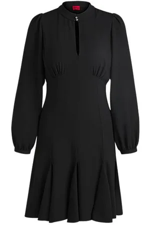 HUGO BOSS Crepe dress with buttoned stand collar