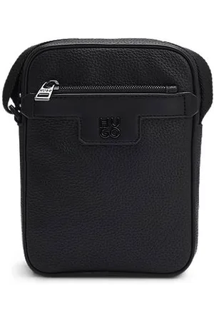 HUGO BOSS Grained faux-leather reporter bag with stacked-logo trim