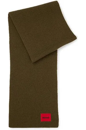 HUGO BOSS Ribbed scarf with red logo label