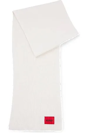 HUGO BOSS Ribbed scarf with red logo label