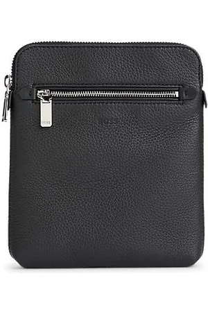 HUGO BOSS Grained Italian-leather envelope bag with emed logo