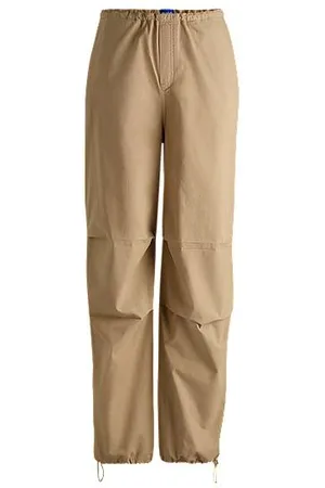 HUGO BOSS Baggy-fit parachute trousers in cotton canvas