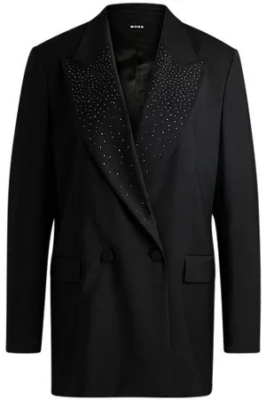 HUGO BOSS Relaxed-fit blazer with crystal-studded lapels