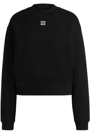 HUGO BOSS Relaxed-fit cotton-terry sweatshirt with stacked-logo embroidery