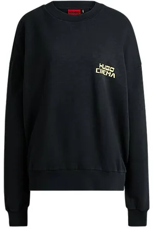 HUGO BOSS Slub cotton-terry sweatshirt with cat graphic print